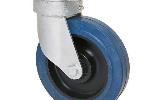 Ρόδα περιστρεφόμενη σειράς G 200mm με μπλε λάστιχο,ζάντα πλαστικιά με σφαιρικά ρουλεμάν.Προσαρμογή με πλάκα.